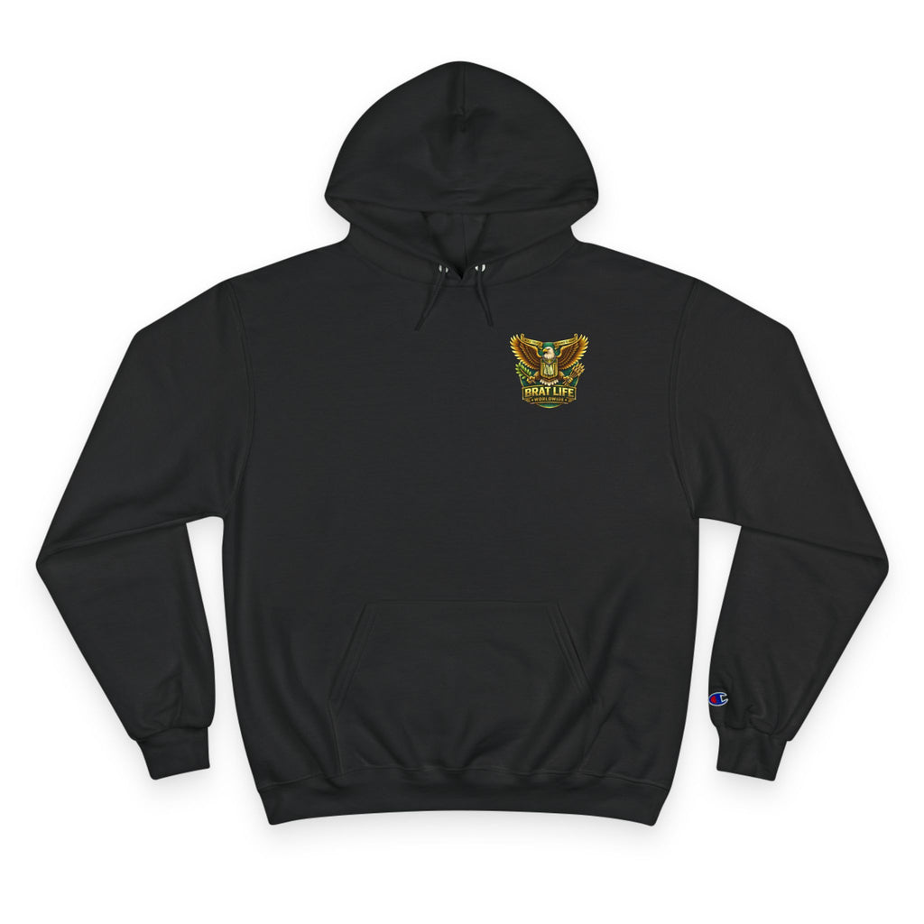 Champion Hoodie with Brat Life Eagle Crest – Streetwear Pullover