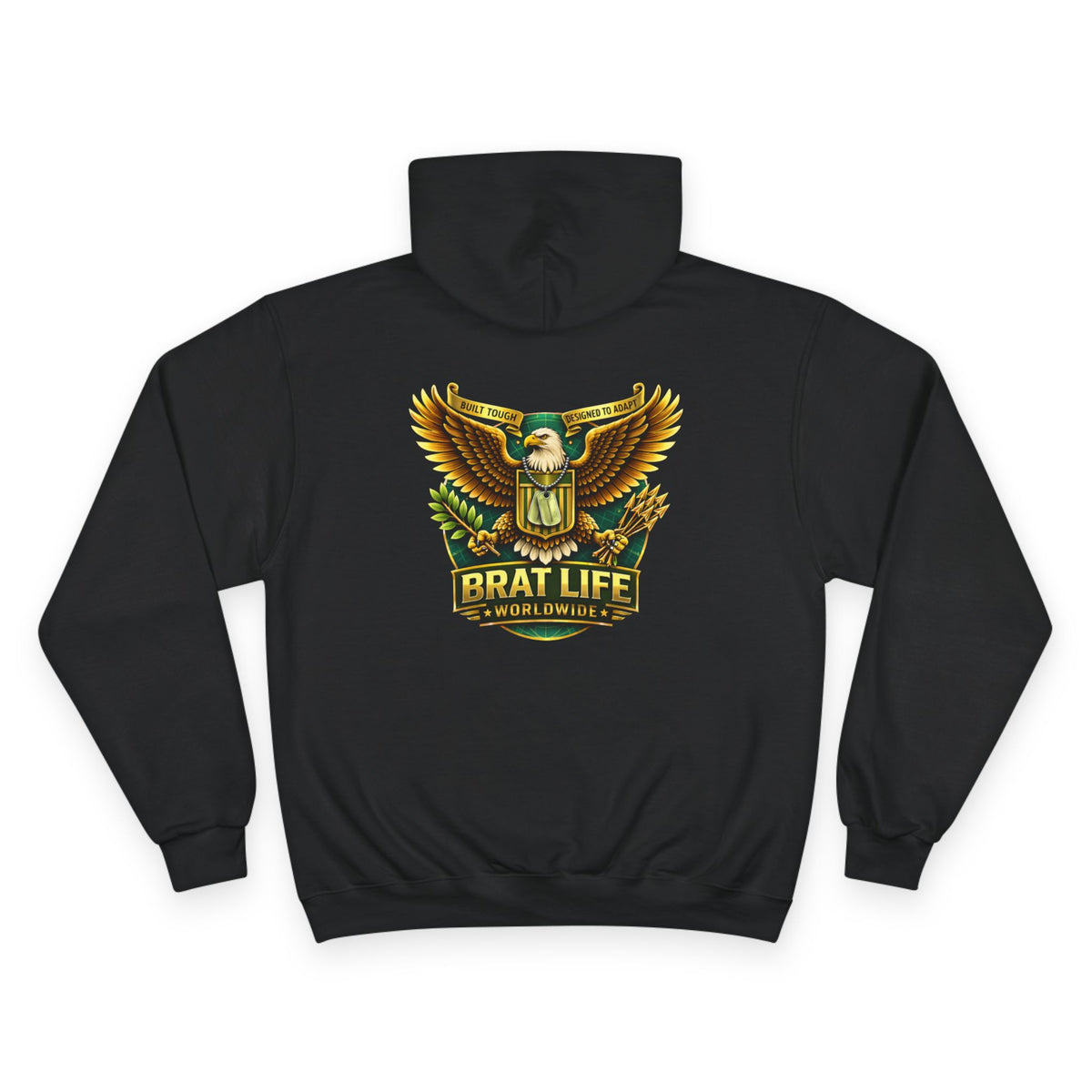 Champion Hoodie with Brat Life Eagle Crest – Streetwear Pullover
